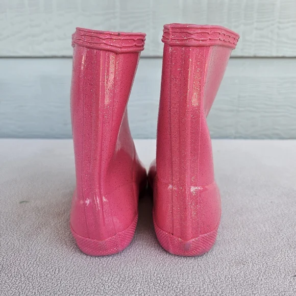 Hunter Original Classic Rain Boots Toddler Girl SZ 7 US Pink Glitter Sparkle - Picture 7 of 12